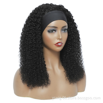 Wholesale Headband Wig Human Hair for Black Women, Remy Human Hair Headband Wig, 1b# Kinky Curly Headband Wig